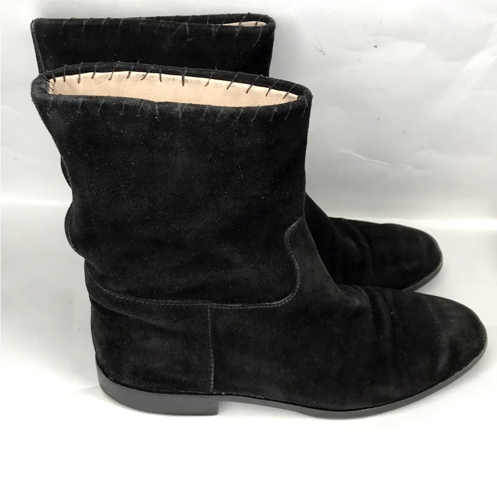 CHANEL Black Suede Mid-Calf Boots